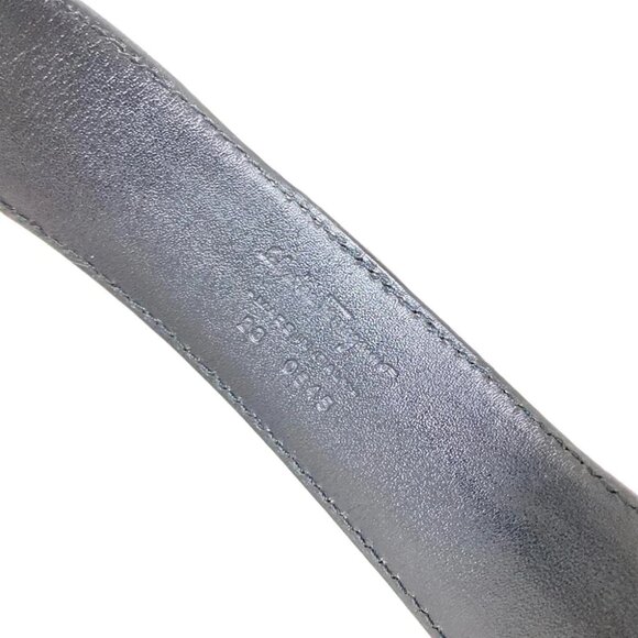 Auth Salvatore Ferragamo - Black Silver Leather Hardware Belt - Picture 4 of 9